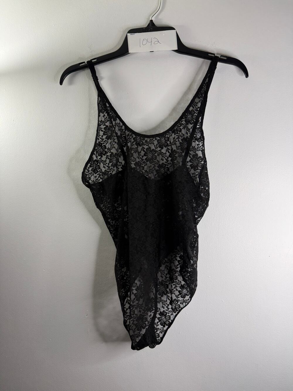 H&M Black Floral Lace Sheer Thong Bodysuit Size 12 NWOT Lingerie